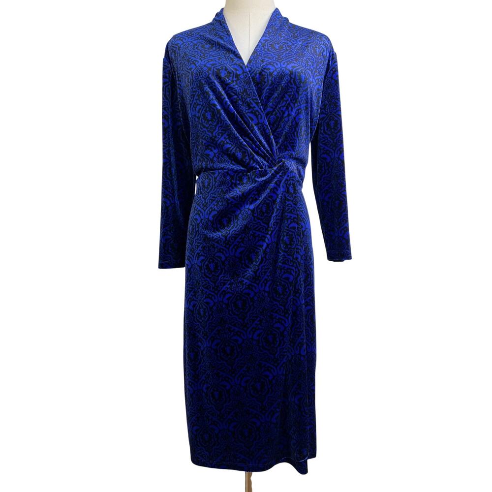 J. McLaughlin Blue Lillian Velour Dress